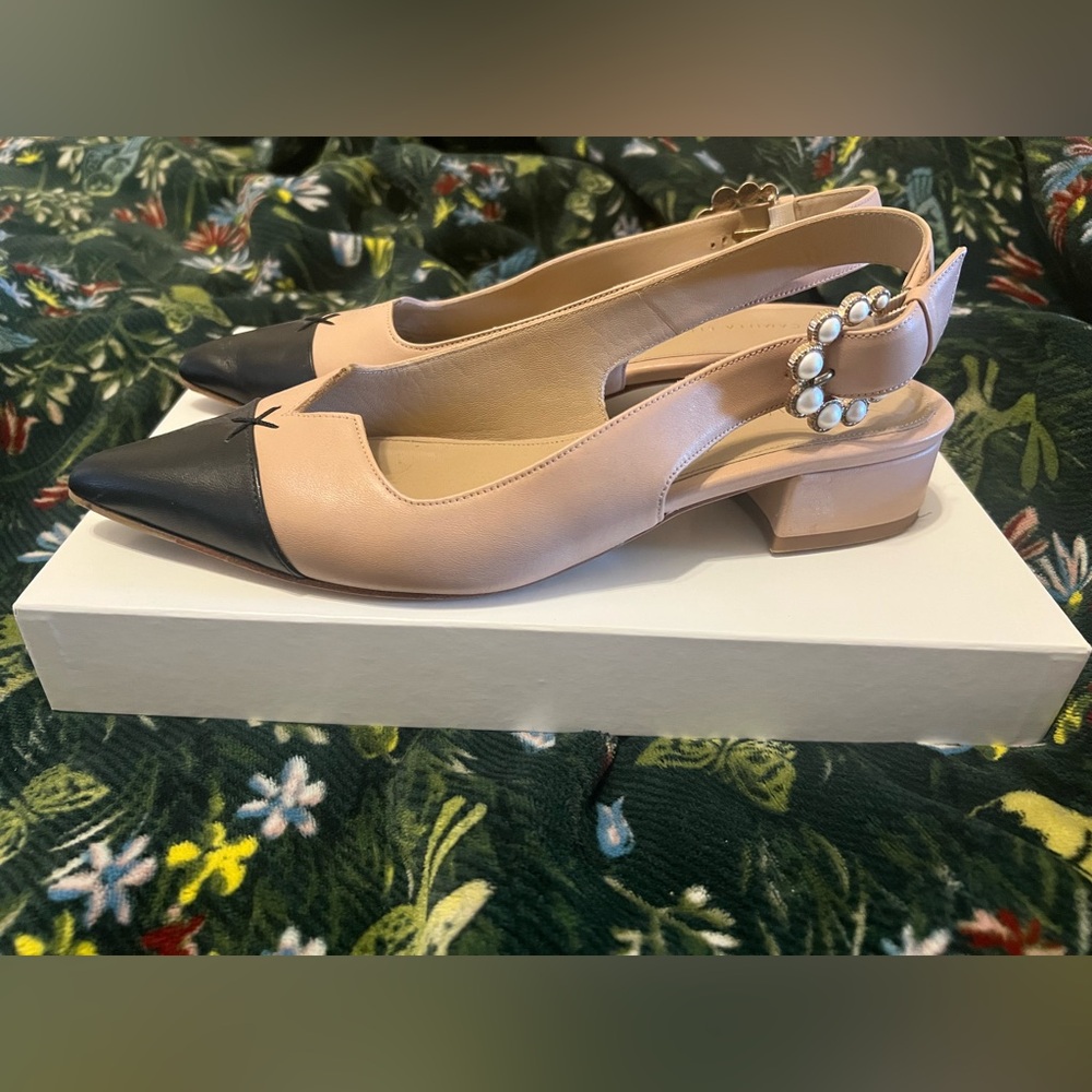 Camilla Elphick 'Alicia' Slingback Flats in Taupe/Black-ASO Kate Middleton (39) - Picture 4 of 13